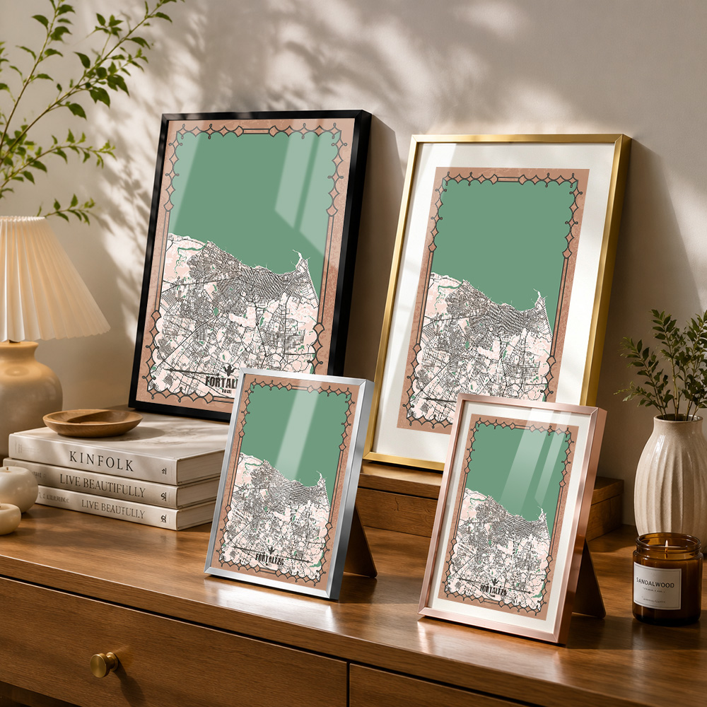 Fortaleza City Map Framed Meta - Custom Map Poster ulasan dan harga