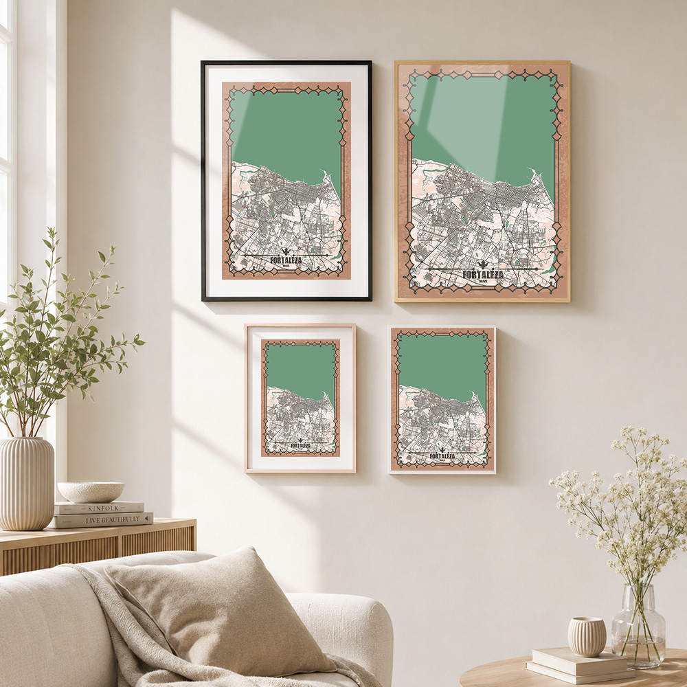 Fortaleza City Map Framed Meta - Custom Map Poster ulasan dan harga